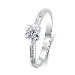 Stfery Weißgold Ring Damen 750 Ringe für Frauen 0.3ct Rund Geschaffener Diamant Ringe für Damen Klassisch von Stfery