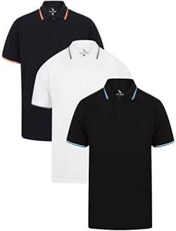 Sth. Shore Herren-Poloshirts aus Piqué-Baumwolle, 3er-Pack, Marineblau / Tiefschwarz / Optic White, L von Sth. Shore