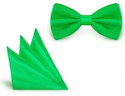 StickandShine Fliege + Einstecktuch Grün Größe verstellbar aus Polyester einfarbig uni 12 cm von StickandShine