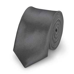 StickandShine Krawatte Dunkelgrau slim aus Polyester einfarbig uni schmale 5 cm von StickandShine