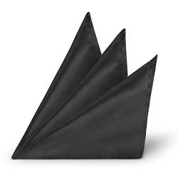 StickandShine hochwertiges Satin Polyester Einstecktuch Schwarz Ränder genäht 22 x 22 cm von StickandShine