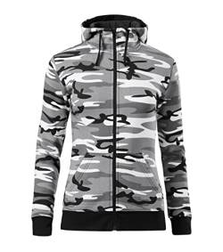 Stickerworld24 Camo Zipper C20 Sweatshirt Damen Jacke mit Kapuze Sweatjacke Kapuzenjacke Pullover für Sweater Sweatshirts Farbe Camouflage grau, Größe M von Stickerworld24