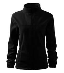 Stickerworld24 Jacket 504 Fleece Damen Fleecejacke Damen Lang Leichte Jacke Übergangsjacke Frühling Herbst Farbe Schwarz, Größe L von Stickerworld24