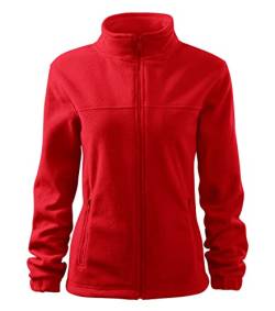 Stickerworld24 Jacket 504 Fleece Damen Fleecejacke Damen Lang Leichte Jacke Übergangsjacke Frühling Herbst Größe S, Farbe Rot von Stickerworld24