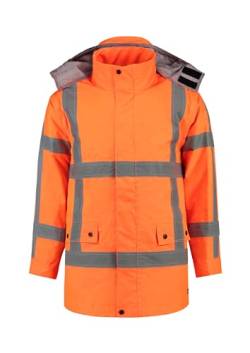 Unisex Arbeitsjacke - RWS PARKA T50 - retroreflektierende Bänder und innere Brusttaschen - Herren und Damen Warnschutzjacke wasserdicht und reflektierend Farbe fluoreszierendes orange, Größe XL von Stickerworld24