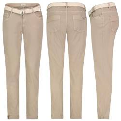 Stitch & Soul Damen Chino Hose Stoffhose inkl.Gürtel Businesshose Sommer Freizit, Hosengröße:XS / 34, Farbe:Beige von Stitch & Soul