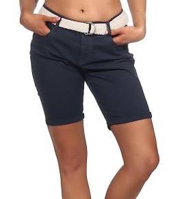 Stitch & Soul Damen Shorts LSS-107 Bermuda inkl. Stoffgürtel Dark Blue XXL von Stitch & Soul