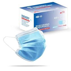 Medizinisch Type IIR Norm EN14683 zertifizierte Mundschutzmasken OP Masken 3-lagig Mundschutz Gesichtsmaske Einwegmaske BFE ≥ 98% surgical mask (100 Einheiten (1 Stück), Blue, 100) von Stone&Stone