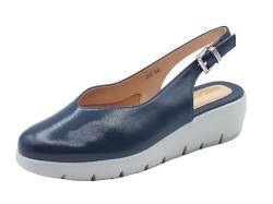 Stonefly 220762 Plume Shiny Goat Ocean Blue Sandalen für Damen aus Leder mit Keilabsatz Medium, Ozeanblau, 38 EU von Stonefly