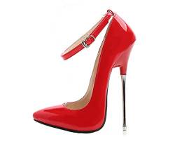 16CM/6,30IN Frauen einfarbig spitz sexy Stiletto High Heels Sandale Pumps Damen High Heels sexy Pole Dancer Stripper Ferse Stiletto Party Sandalen,Rot,43 EU von Stool