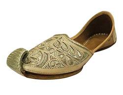 Stop n Style Punjabi Creme Gold Jutti für Herren Khussa Schuhe Formal Mojari Pakistani Schuhe handgefertigt Schuhe, Gold (cremefarben/goldfarben), 44 EU von Stop n Style