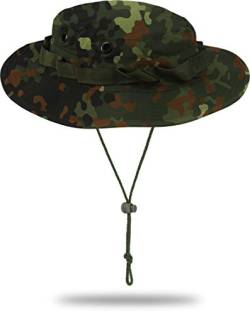 Storfisk fishing & more Boonie Hat Buschhut Sonnenhut aus Ripstop Material mit Belüftungsösen, Kinnband, Farbe :Flecktarn, Größe:M von Storfisk fishing & more