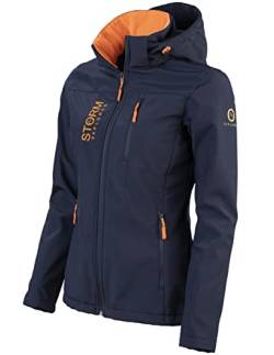 Storm Explorer Softshelljacke für Damen - Atmungsaktiv & Wasserdicht - leichte Übergangsjacke für den Frühling & Sommer - Wetterfeste Outdoor Jacke - Regenjacke mit Kapuze - Navy Blau S von Storm Explorer