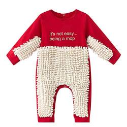 Baby Mädchen Jungen Krabbelstrampler Langarm Baby Solid Mop Design Jumpsuit Rot, rot, 85 cm von Stormdoing