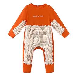 Stormdoing Baby Mädchen Jungen Krabbelstrampler Langarm Baby Floral Mop Design Jumpsuit, Orange, 73 cm von Stormdoing