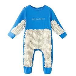 Stormdoing Baby Mädchen Jungen Krabbelstrampler Langarm Baby Floral Mop Design Jumpsuit, blau, 90 cm von Stormdoing