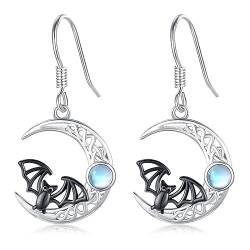 Fledermaus Ohrringe 925 Sterling Silber Keltische Mondstein Fledermaus Ohrringe Hängend Halloween Schmuck für Frauen Damen Mädchen von StoryEtain