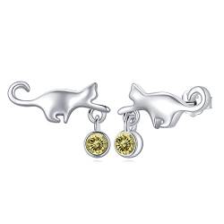 Katzen Ohrringe 925 Sterling Silber Katze Ohrstecker Tier Katze Schmuck Geschenk für Damen Frauen Mädchen von StoryEtain