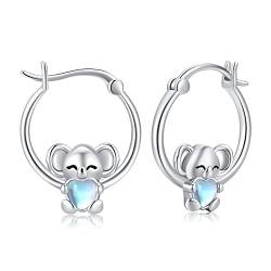 Koala Ohrringe 925 Sterling Silber Mondstein Koala Huggie Creolen Ohrringe Schmuck Tier Koala Geschenke für Frauen Mädchen Kinder von StoryEtain