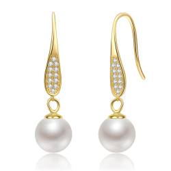 Perlenohrringe 925 Sterling Silber Perlen Ohrringe Hängend Hypoallergen Stilvolles Schmuck Geschenke für Damen Frauen… von StoryEtain