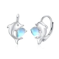 StoryEtain Delphin Ohrringe 925 Sterling Silber Delfin Mondstein Ohrringe Schmuck Geschenk für Kinder Mädchen Damen von StoryEtain