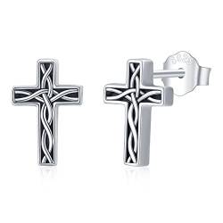 StoryEtain Kreuz Ohrstecker 925 Sterling Silber Hexen Knoten Kreuz Ohrringe Hypoallergener Kreuz Schmuck Geschenke für Frauen Mädchen Christliche Gläubige von StoryEtain