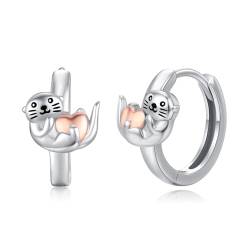 StoryEtain Otter Creolen Ohrringe 925 Sterling Silber Otter Ohrringe Seeotter Schmuck Geschenk für Kinder Mädchen Damen von StoryEtain