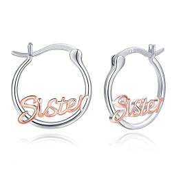 StoryEtain Schwester Creolen Ohrringe 925 Sterling Silber,Hypoallergen Große Schwester Beste Freundin Freundschaft Schmuck Schwester geburtstag Geschenke Geburt für Schwester Frauen Mädchen von StoryEtain