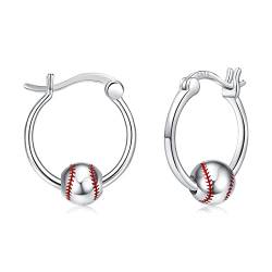 Baseball Ohrringe für Frauen 925 Sterling Silber Baseball Hoop Ohrringe Hypoallergene Sport Ohrringe Softball Schmuck Geschenke für Teenager Mädchen von StoryMidir