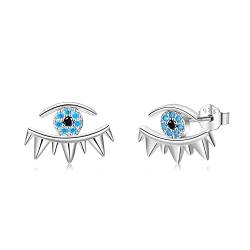 Evil Eye Ohrringe 925 Sterling Silber Hypoallergen Devil's Eye Ohrstecker Blaue Zirkon Ohrringe Evil Eye Schmuck Halloween Geschenke für Frauen Männer von StoryMidir