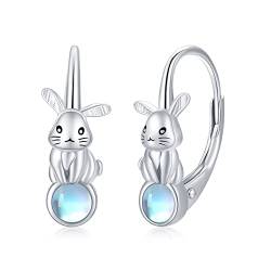 Hasen Ohrringe Mädchen 925 Sterling Silber Mondstein Geschenke Hypoallergener Ohrring Tierischer Schmuck Geschenke für Mädchen Damen Kinder von StoryMidir