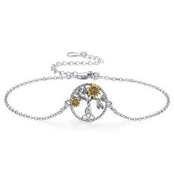 StoryMidir Sonnenblumen-Armband für Frauen, Mutter, 925er-Sterlingsilber, Lebensbaum-Armband, You Are My Sunshine-Armband, Gliederschmuck, Geschenke von StoryMidir