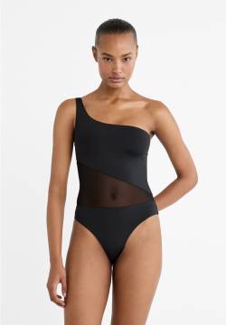 Stradivarius Badeanzug asymmetrisch Transparenz  Schwarz M von Stradivarius