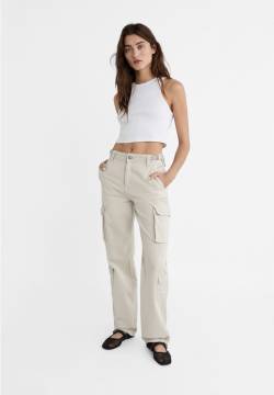 Stradivarius Cargohose mit verstellbarem Bund  Steingrau 32 von Stradivarius