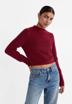 Stradivarius Cropped-Pullover aus weichem Material  Granatrot M von Stradivarius