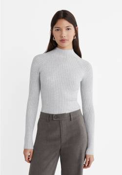 Stradivarius Gerippter Pullover mit halbhohem Rollkragen  Grau Melange XS von Stradivarius