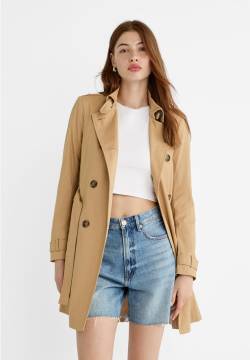 Stradivarius Kurzer Trenchcoat  Beige M von Stradivarius