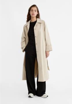 Stradivarius Langer fließender Trenchcoat mit Riegeln  Steingrau L von Stradivarius