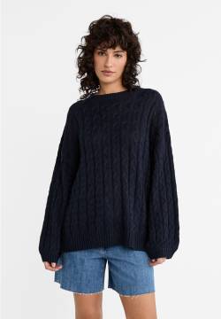 Stradivarius Oversize-Pullover mit Flechtmuster  Marineblau L von Stradivarius