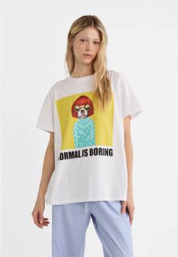 Stradivarius Oversize-T-shirt mit Pets-Rock-Print  Goldfarben S von Stradivarius