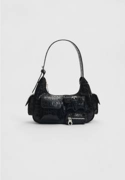 Stradivarius Schultertasche mit Taschen  Schwarz M von Stradivarius