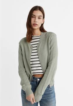 Stradivarius Strickjacke mit Reißverschluss  Khaki L von Stradivarius