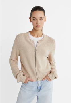 Stradivarius Strickjacke mit Reißverschluss  Steingrau M von Stradivarius