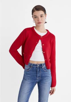 Stradivarius Strickjacke mit Taschen  Rot L von Stradivarius