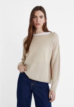 Stradivarius Strickpullover mit Bateau-Ausschnitt  Steingrau S von Stradivarius