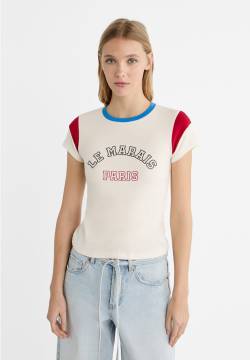 Stradivarius T-Shirt Print Le Marais  Ecru XS von Stradivarius