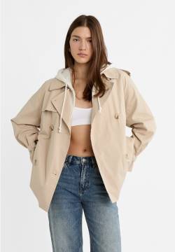 Stradivarius Trenchcoat mittellang oversize  Steingrau L von Stradivarius