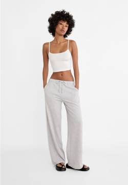 Stradivarius Wide-Leg-Jogginghose mit seitlichem Streifen  Grau Melange S von Stradivarius