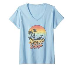 Stranger Things 4 Demogorgon Silhouette Sunset T-Shirt mit V-Ausschnitt von Stranger Things