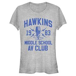 Stranger Things Damen Hawkins Av Club Short Sleeve T-shirt, Heather Grey, M von Stranger Things